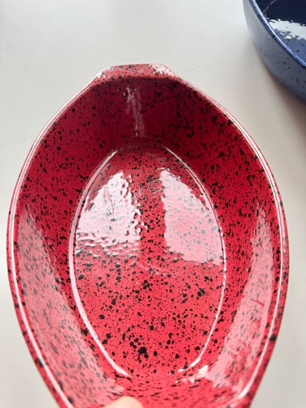CERUTIL STONEWARE Red Blue Black Speckled Ceramic Au Gratin Casserole Dish - Picture 4 of 16